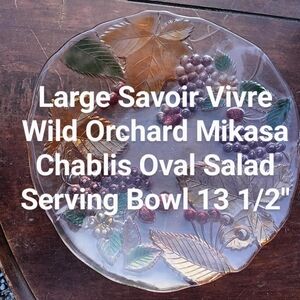 Mikasa Wild Orchard Chablis Oval Serving Bowl with Gold and Green Accents